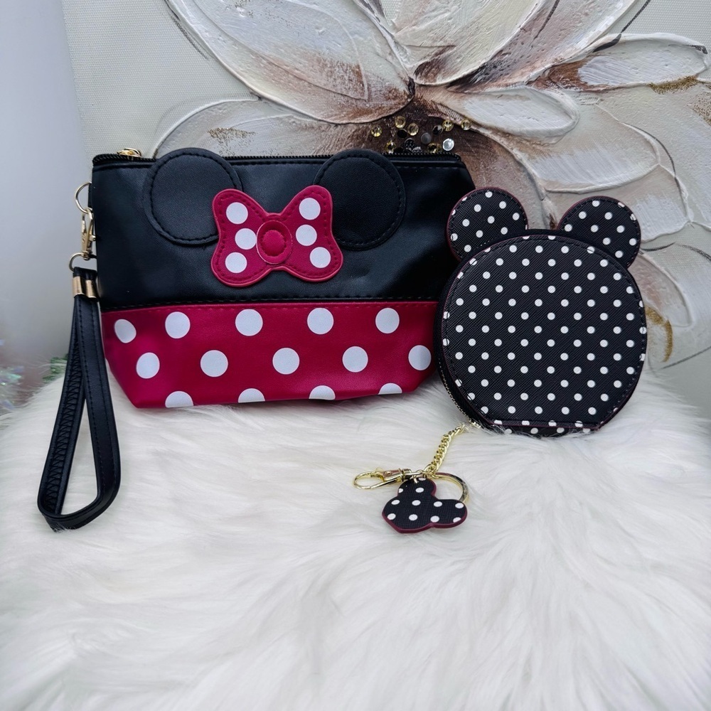 Cute Make-Up Pouch & or Pencil Case and Coin purse, Mini Mouse Inspired Set